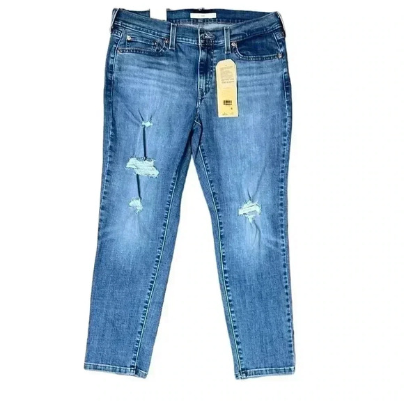 Levi’s Mid Rise Boyfriend Tapered Leg Distressed Jeans Size 29x27 - Picture 1 of 9